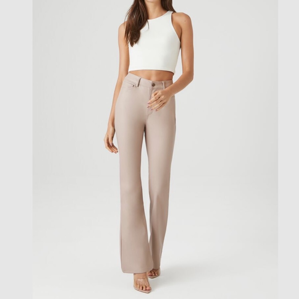 Faux Leather High-Rise Bootcut Pants